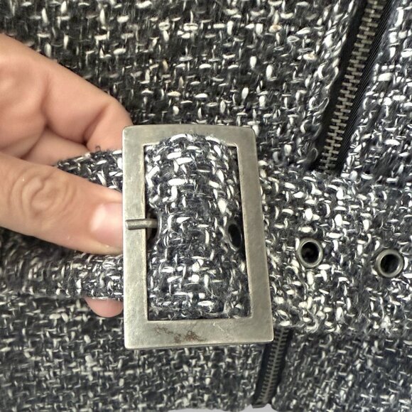 Mac & Jac Tweed Belted Zip Jacket – Black&White M - Picture 3 of 5